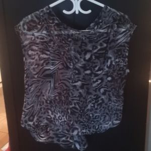 Flowy silky leopard print top